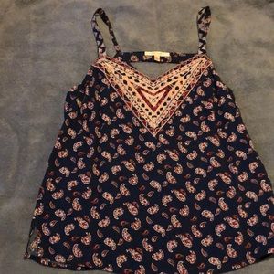 Blue and red design top